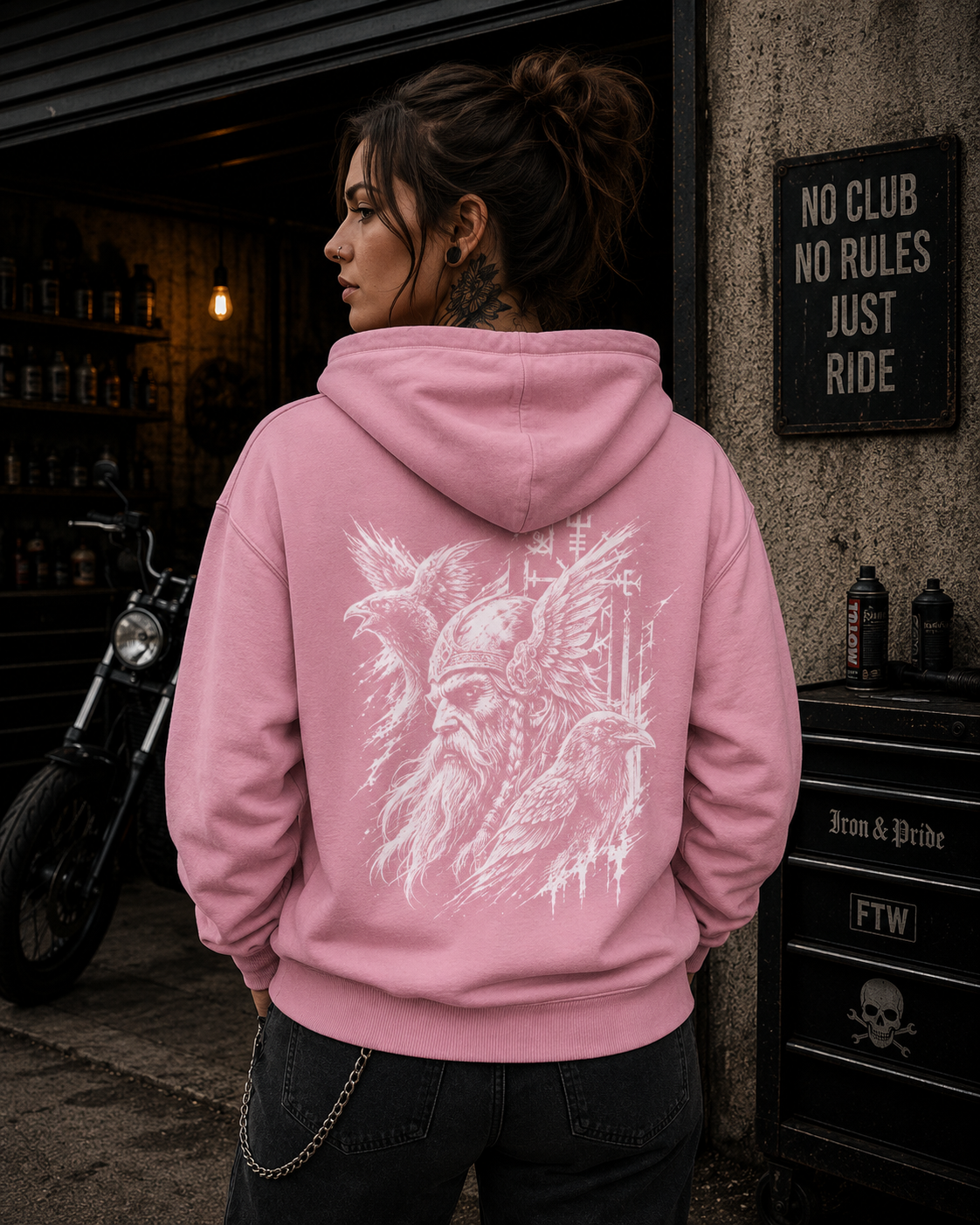 Wikinger Raben Zip Hoodie - Organic Relaxed Zipper