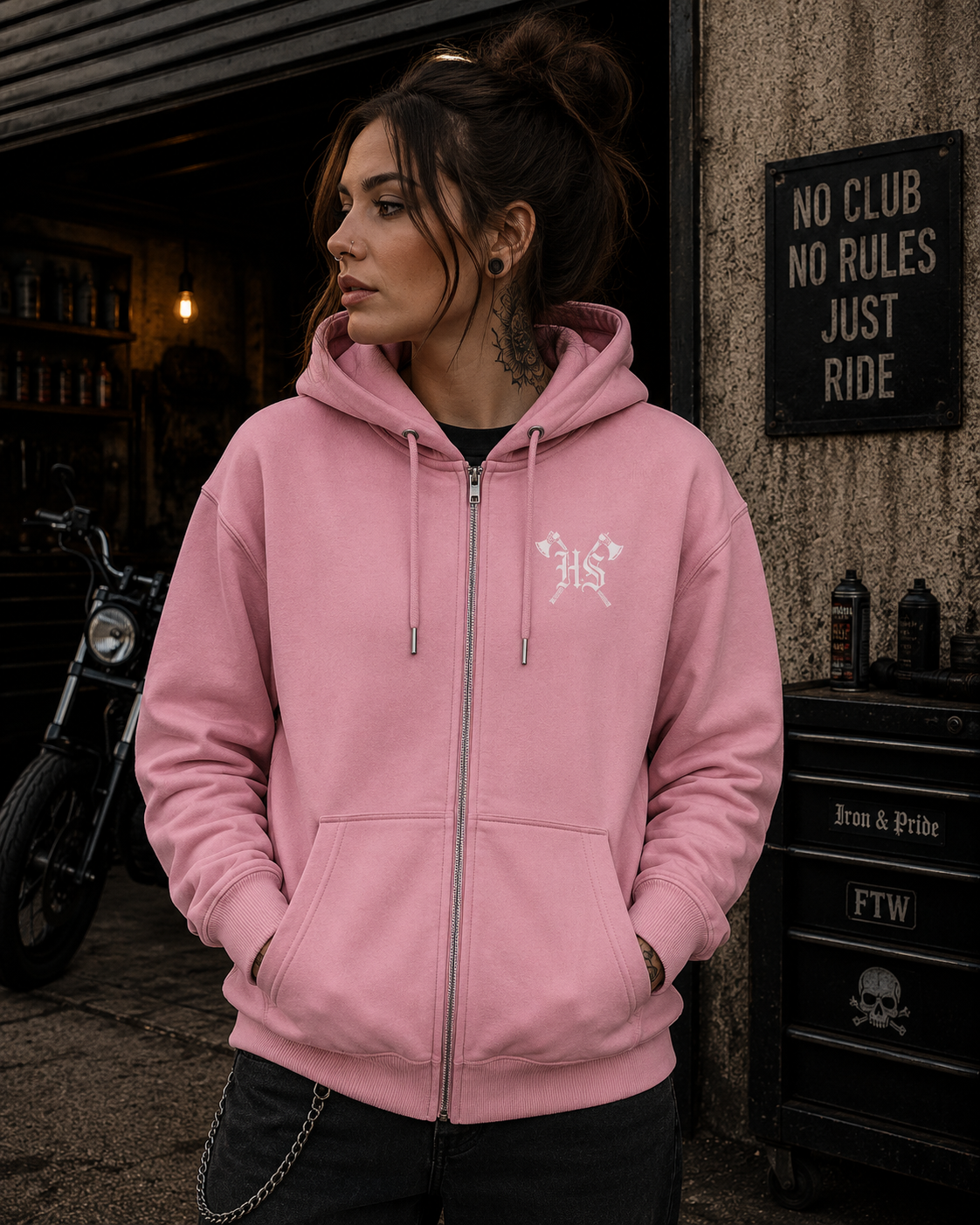 Wikinger Raben Zip Hoodie - Organic Relaxed Zipper