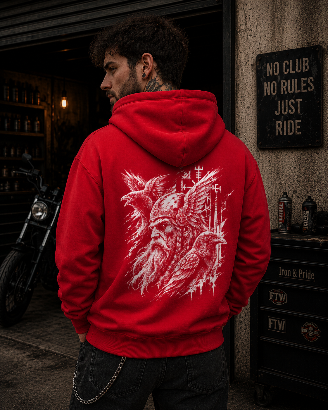 Wikinger Raben Zip Hoodie - Organic Relaxed Zipper