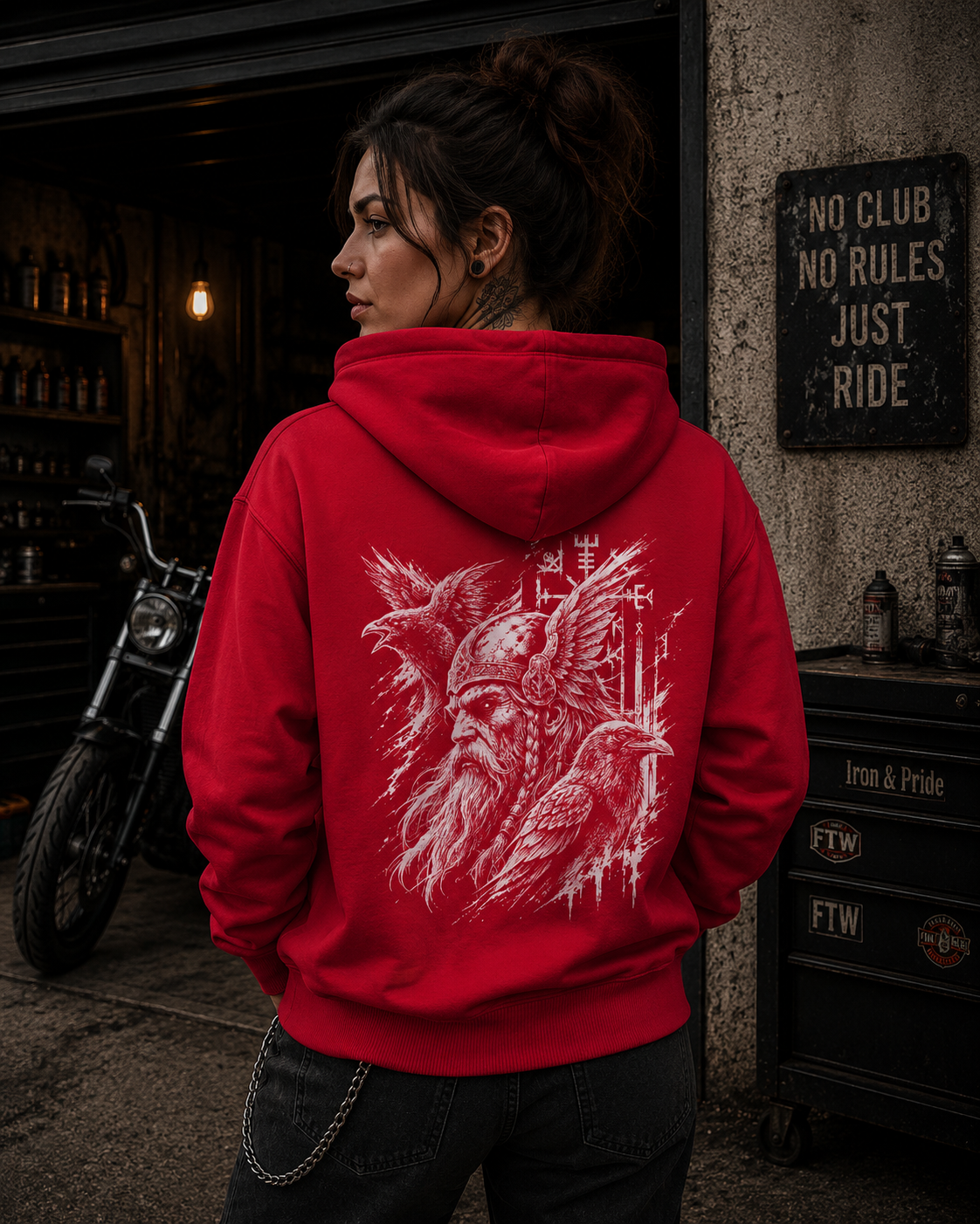 Wikinger Raben Zip Hoodie - Organic Relaxed Zipper