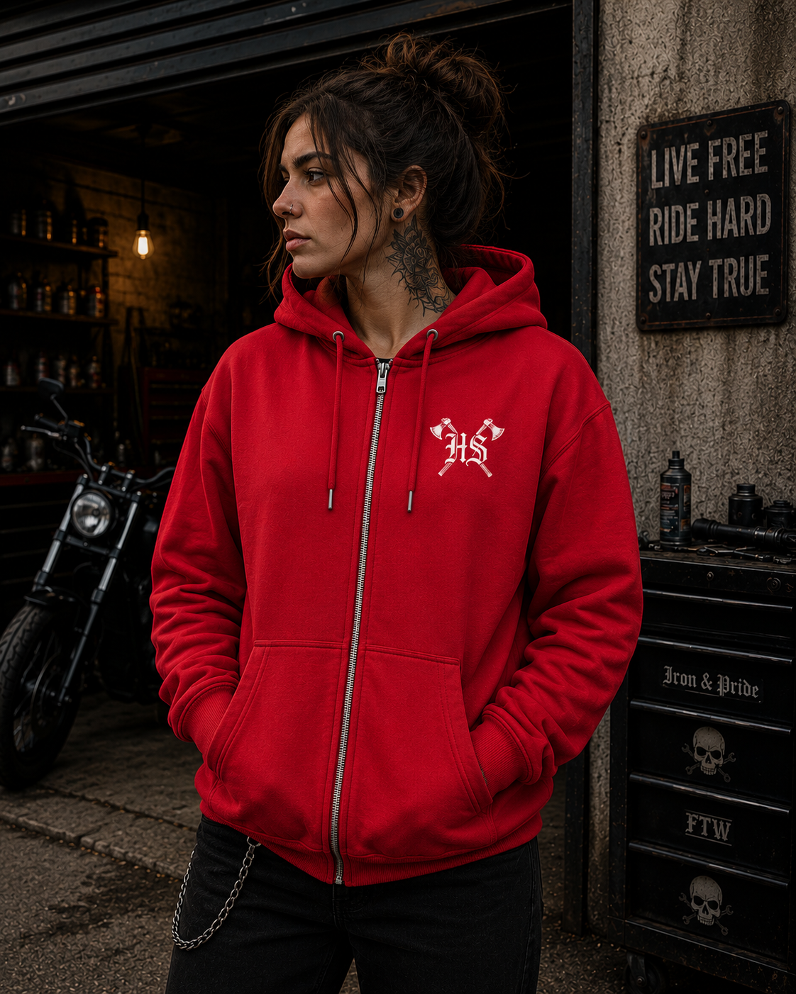 Wikinger Raben Zip Hoodie - Organic Relaxed Zipper