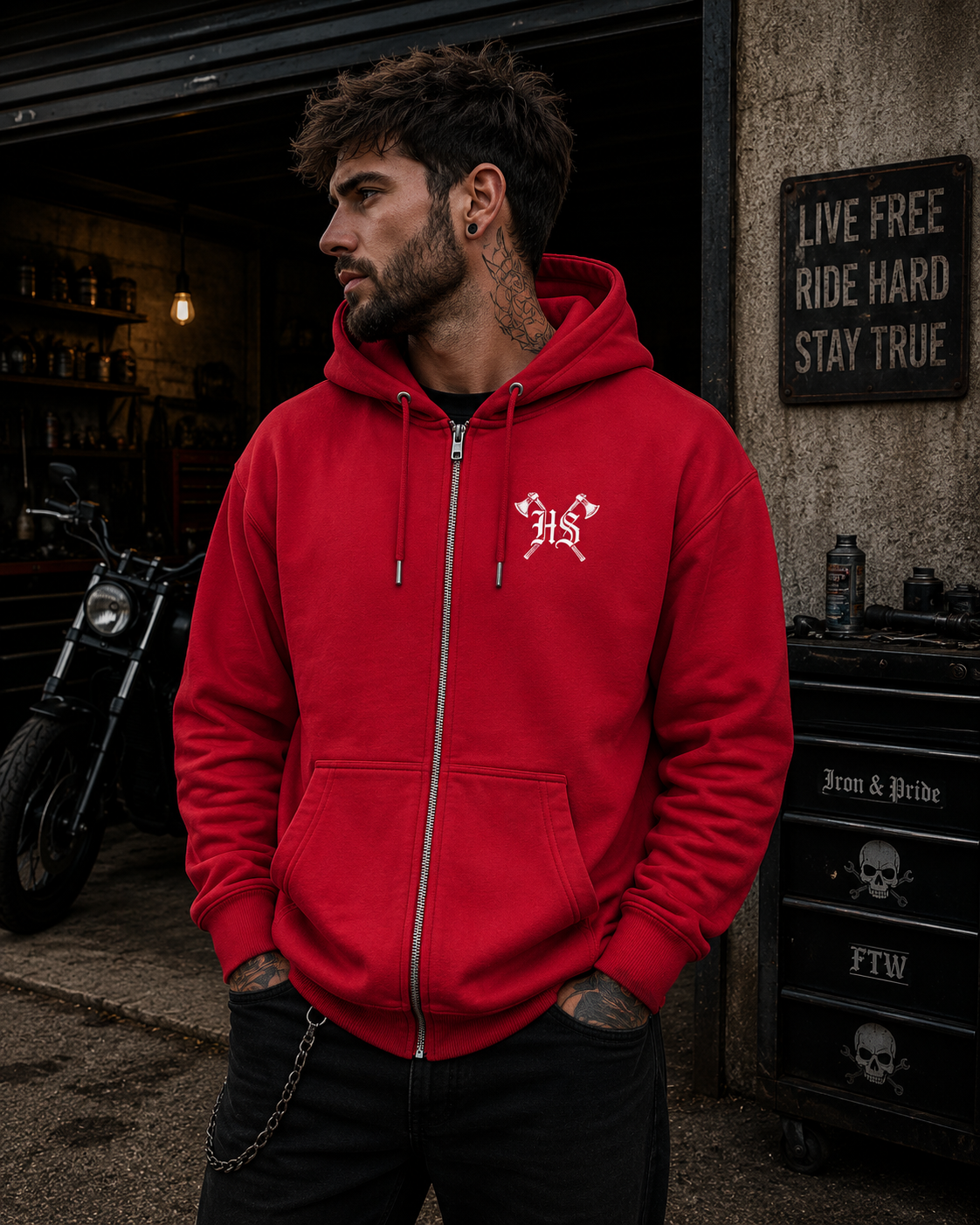 Wikinger Raben Zip Hoodie - Organic Relaxed Zipper