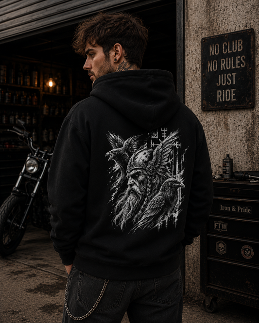 Wikinger Raben Zip Hoodie - Organic Relaxed Zipper