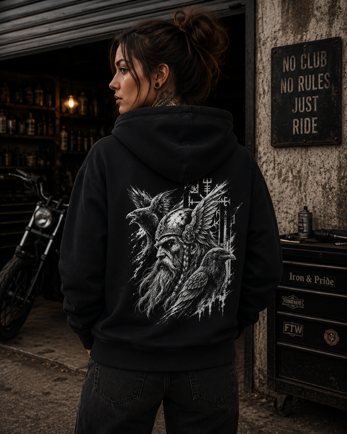 Wikinger Raben Zip Hoodie - Organic Relaxed Zipper