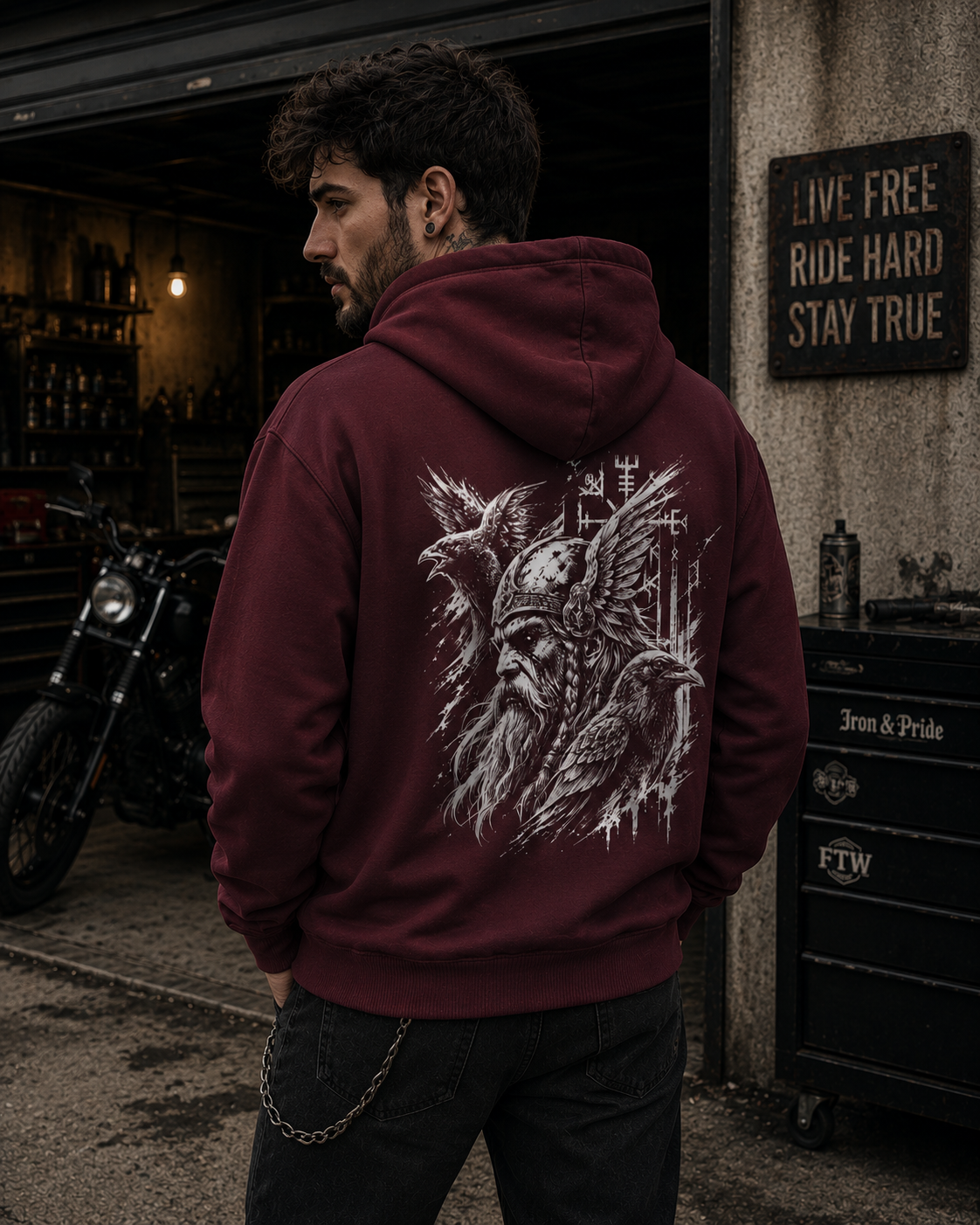 Wikinger Raben Zip Hoodie - Organic Relaxed Zipper