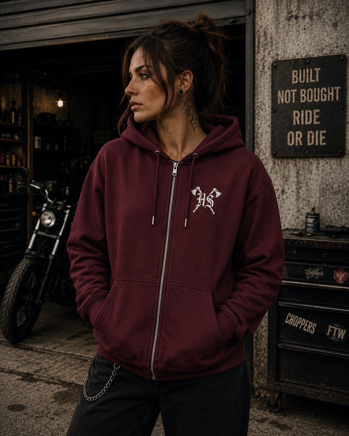 Wikinger Raben Zip Hoodie - Organic Relaxed Zipper
